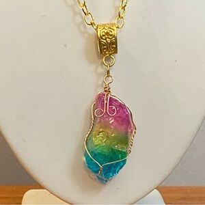 NEW Rainbow Aura Crystal Quartz necklace II